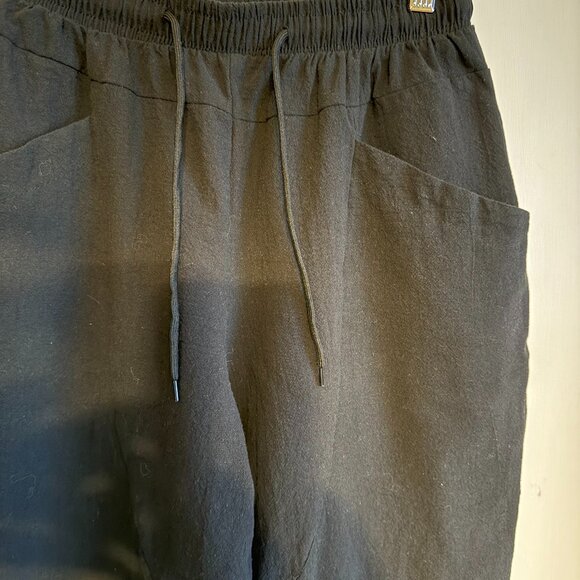 Women's Black Drawstring Pants - Picture 1 of 3